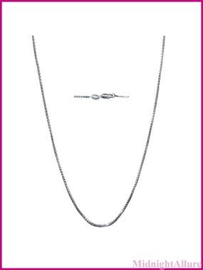 14K Solid Gold Box Link Chain Necklace with Lobster Clasp 1mm